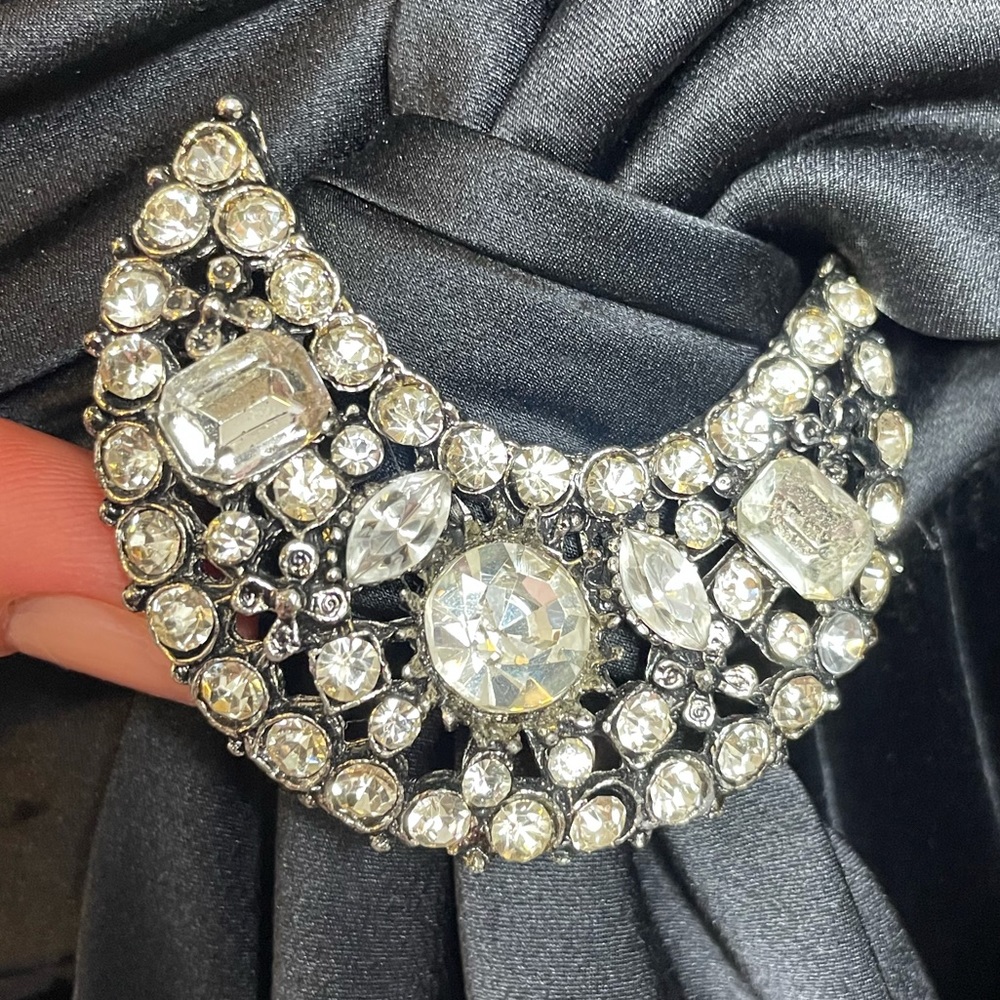 AJ BARI Vintage Velvet Blackout Silver Moon Dress - Picture 14 of 15